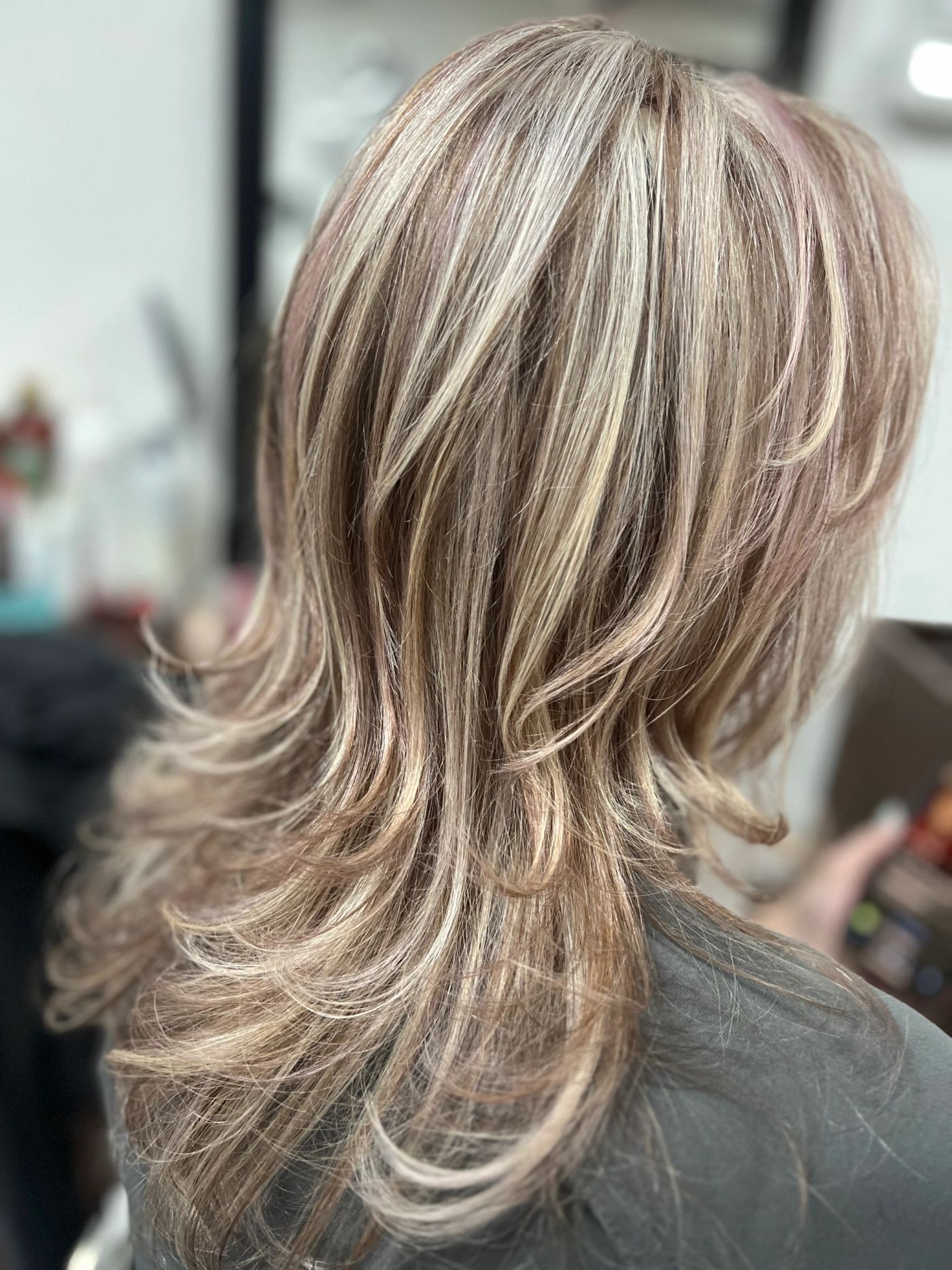Rich brunette gloss with face-framing layers