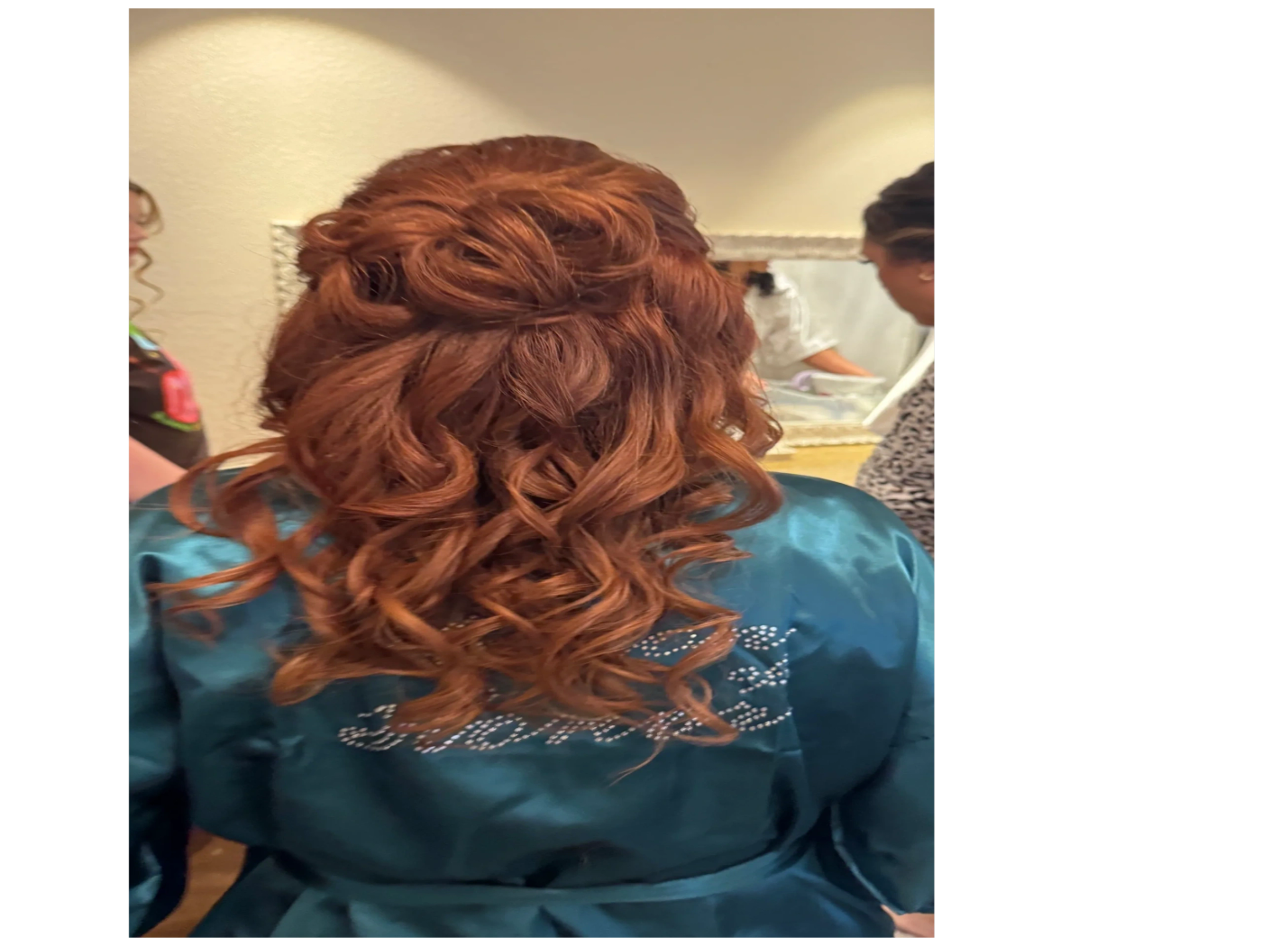 Bridal half-up style with soft curls
