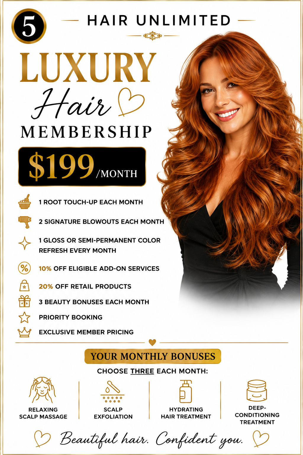 Luxury Hair · $199/mo membership at Hair Unlimited