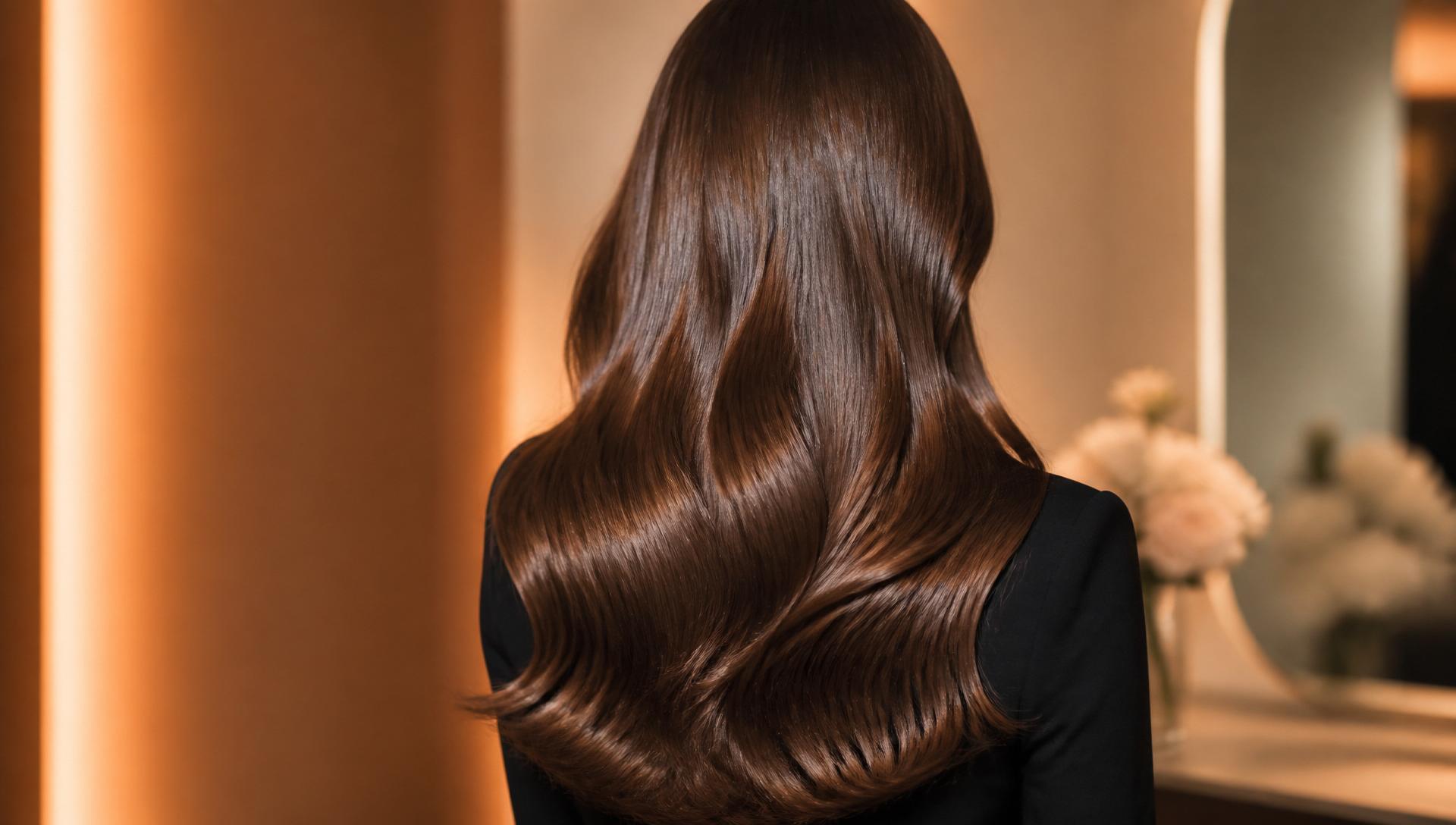 Back view of a glossy, freshly styled blowout at Hair Unlimited in Sarasota